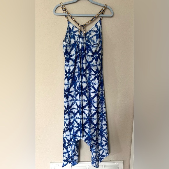 Michael Kors Handkerchief Midi Dress with Gold Hardware Chain Straps - Picture 9 of 11